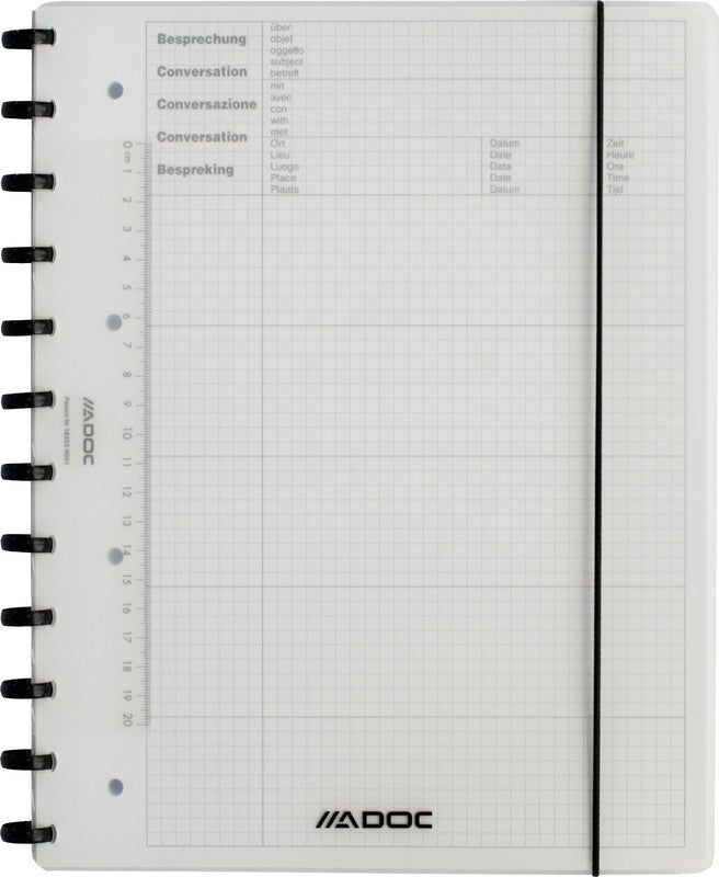Adoc Heft, 245 × 300 mm, kariert, 4 mm, Spiralbindung, 100 Blatt – transparent