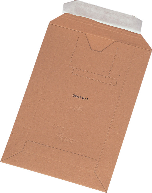 Swiss pac OWO-sifix Karton-Versandtasche – 210 × 297 × 16 mm, Karton, braun, selbstklebend, mit Kartonrückwand – 1 Stück