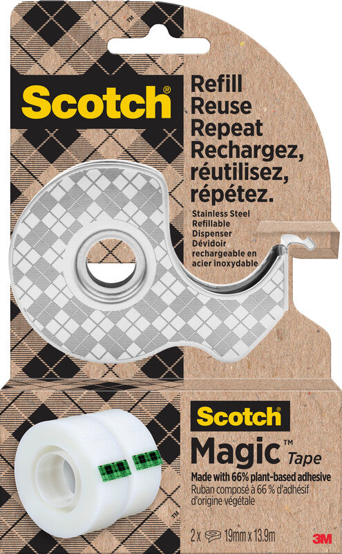 Scotch Handabroller – für Rollenbreite bis 19 mm, für Bandlänge bis 13,9 m, für Kern 1", Metallmesser