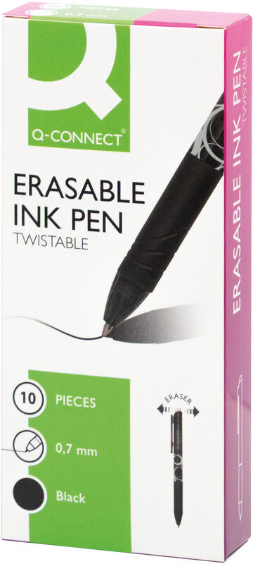 Q-CONNECT Radierbare Tinte – Tintenroller, radierbar, Druckmechanik, 0,7 mm, schwarz