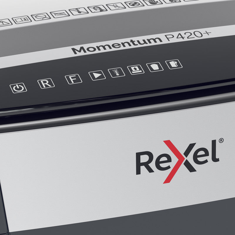 Rexel Momentum P420+ – Aktenvernichter, DIN P-4, Partikelschnitt 4 × 35 mm, 20 Blatt, 30 l, A4