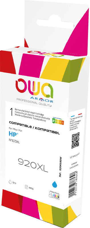 Owa Tintenpatrone 920XL, cyan, 12 ml, kompatibel – für HP OfficeJet 6000, 6500, 6500A