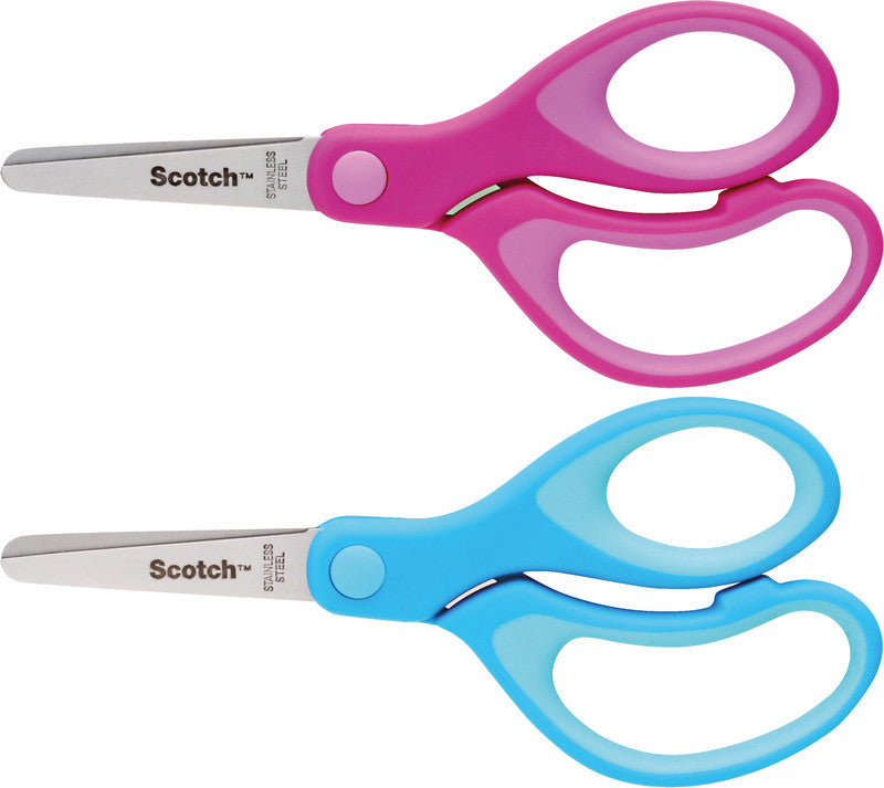 Scotch Kinderschere – 12 cm, Edelstahl, für Rechts- und Linkshänder, abgerundete Spitzen, Softgrip, Kunststoff