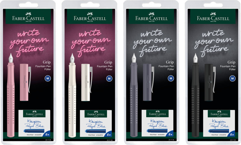 Faber-Castell Grip 2010 Harmony – Federspitze M – für Rechts- & Linkshänder – sortiert, blau – Patronen