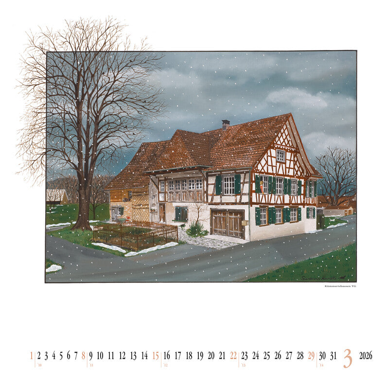 Kuratli Kunstkalender Bauernhäuser 2026 – 42 × 42 cm
