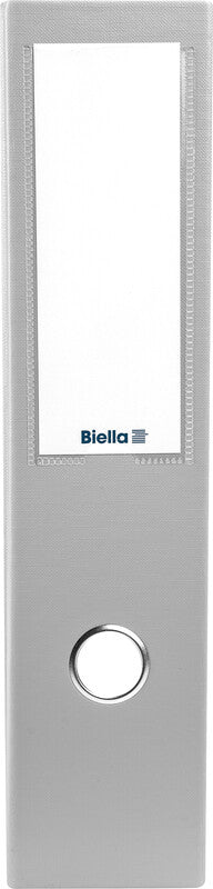 Biella Ordner – A5 quer – 2-Ring Hebelmechanik, Rücken 80 mm – grau, mit Niederhalter, mit Griffloch, FSC