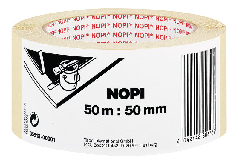 Nopi Krepp-Abdeckband – 50 mm × 50 m, beige, für den Innenbereich