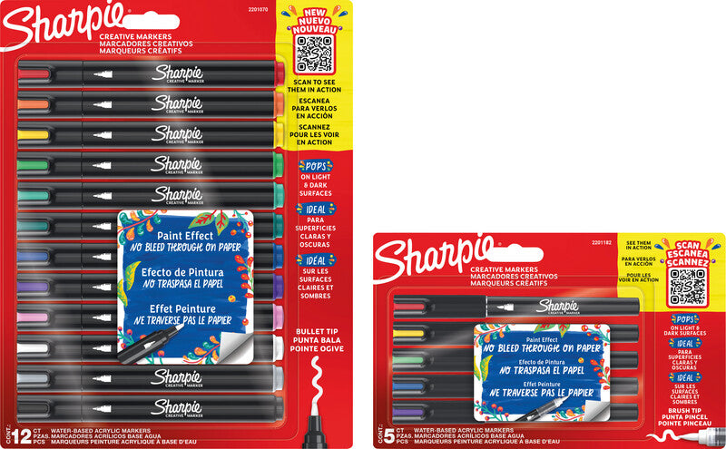 Sharpie Acrylmarker Creative – Rundspitze 2,5 mm – Schwarz/Weiss – 2er-Set – Für dunkles Papier geeignet