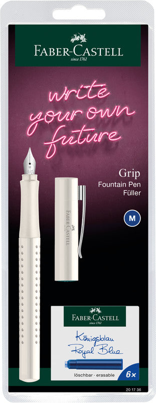 Faber-Castell Grip 2010 Harmony – Federspitze M – für Rechts- & Linkshänder – sortiert, blau – Patronen
