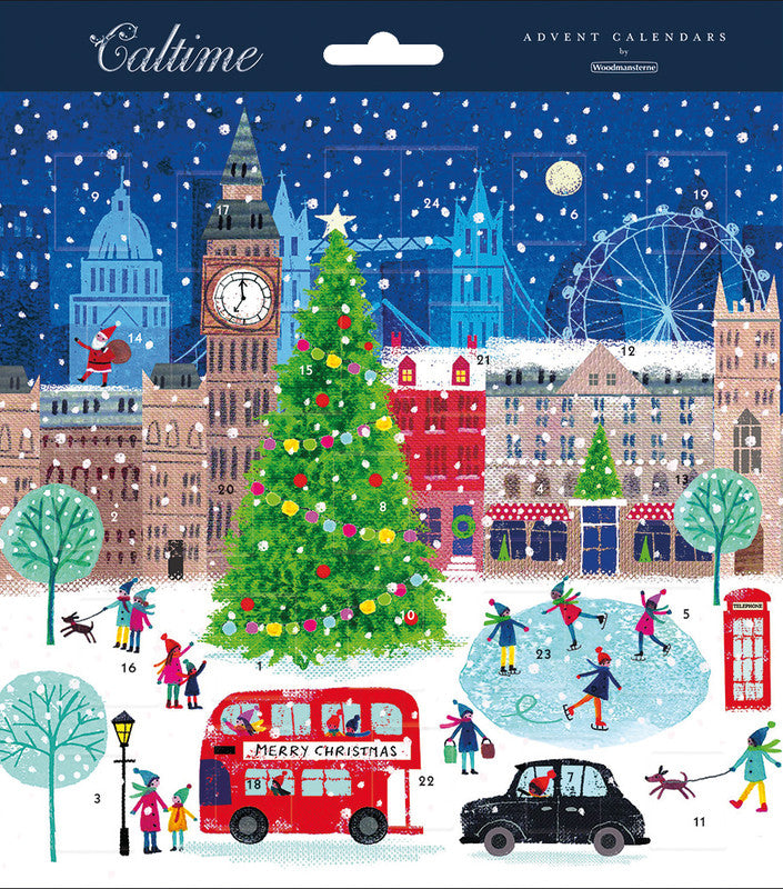 Caltime Adventskalender Marktplatz, mehrfarbig, Karton, 21,3 × 21,3 cm, recyclingfähig – eco:plus