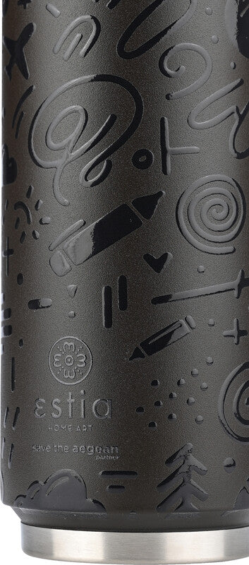Estia Thermobecher – 5 dl – Edelstahl, isoliert, mit Strohhalm, auslaufsicher, BPA-frei – Noir Echo