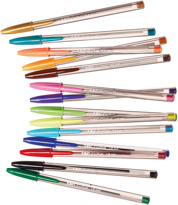 BIC Cristal Multi Colour Kugelschreiber – 15er Pack, Mehrfarbig, Spitze 0,3 mm, Deckel