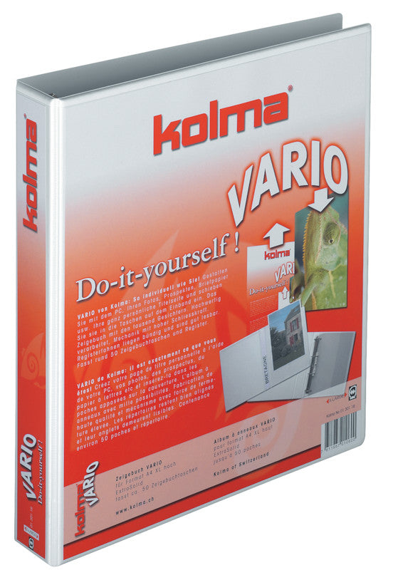 Kolma Sichtbuch Vario X-Large – A4, mit Fronttasche, Weiss, Kunststoff