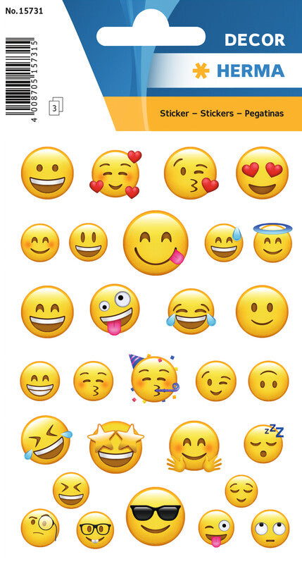 HERMA Schmucketiketten, Happy Faces – 84 × 120 mm – sortiert