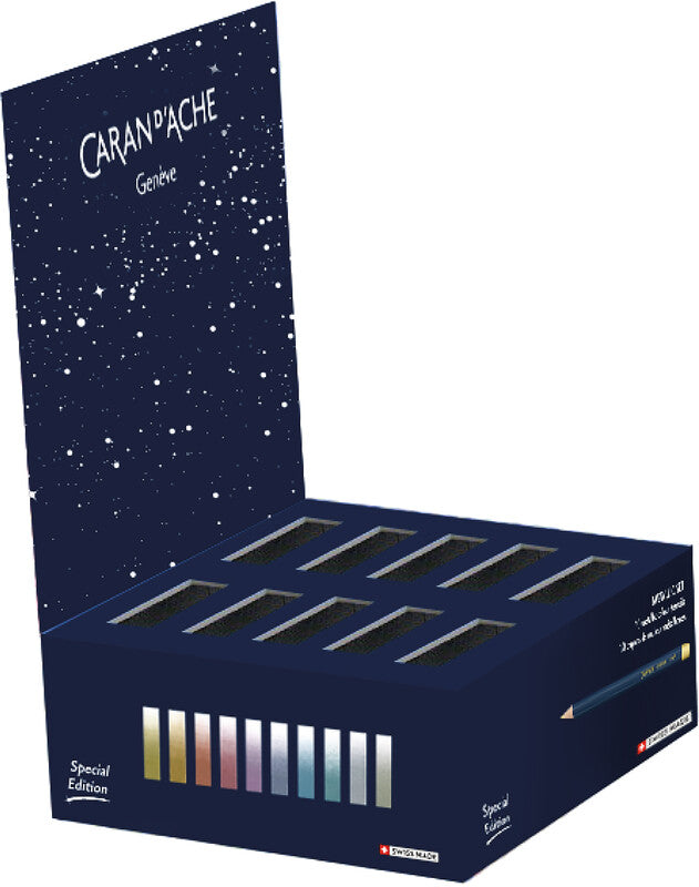 Caran d-Ache Caran d'Ache Farbstifte-Set – 10 Farben, Mine Ø 3,0 mm, Kartonetui, Limited Edition Cosmic Blue