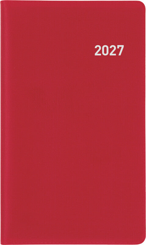 Biella Planer Paris Agenda – 1 Monat/2 Seiten, geheftet, 7,5 × 12,6 cm, 15 Monate Okt–Dez, weinrot, PEFC