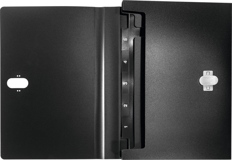 Leitz Fächermappe A4 – Druckknopf, Kunststoff, schwarz, bis 250 Blatt