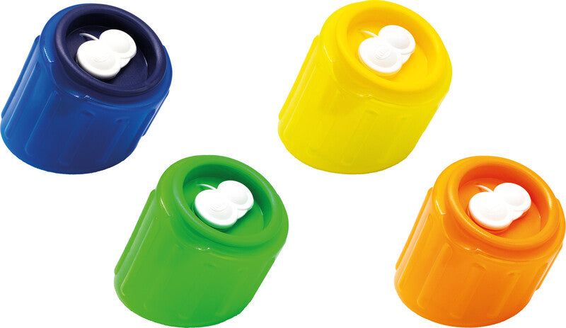 Kum Spitzer – manuell, 2-Loch, mit Behälter, für Blei- & Buntstifte Ø 8 und 11 mm, Kunststoff, assortiert