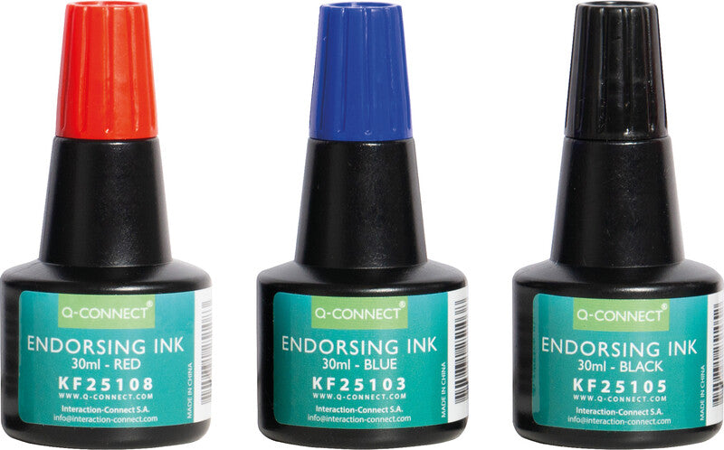 Q-CONNECT Stempelfarbe – 28 ml, Blau, Kunststoff