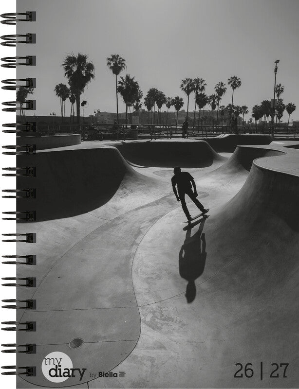 Biella mydiary Schüleragenda – 1 Woche/2 Seiten, Spiralbindung, 12 × 16,5 cm, Aug–Jul, Skater, FSC