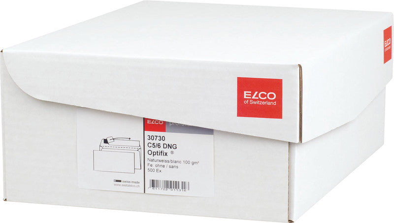 Elco Couvert C5/6, ohne Fenster, Haftklebung, naturweiss, 100 g/m² – 500 Stk.