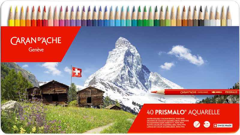 Caran d-Ache Caran d'Ache Prismalo Aquarellfarbstifte – 40 Farben, im Metalletui, Ø 3 mm, FSC