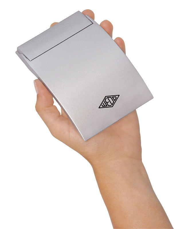 Wedo Präzisions-Taschenwaage – 500 g, 0,1 g, Wiegefläche 62 × 43 mm, Tara, Justierfunktion, Silber
