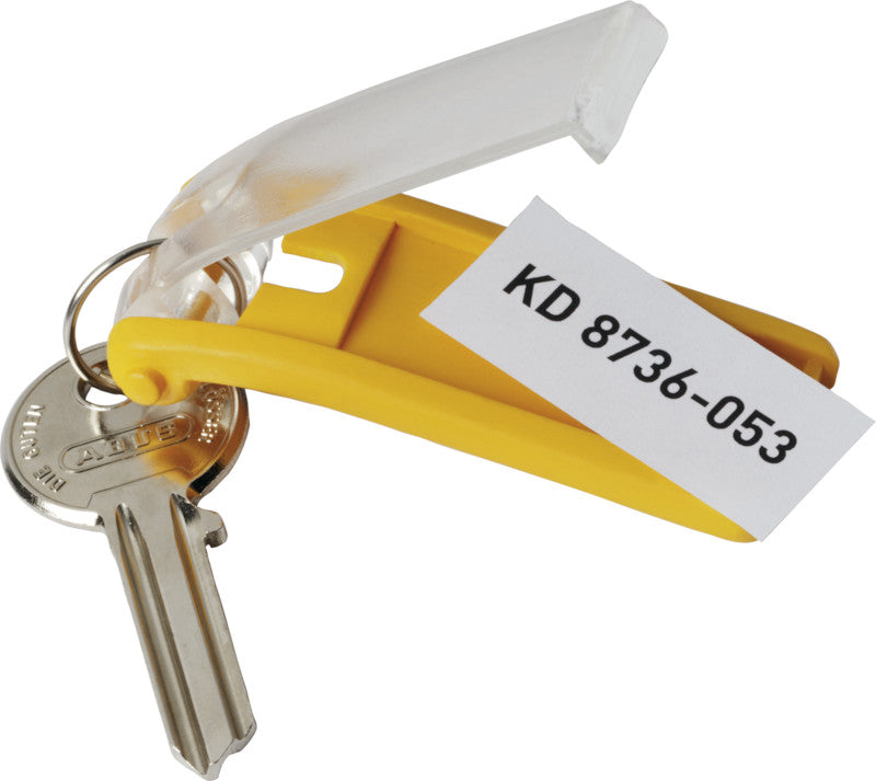 Durable Schlüsselschild Key Clip – gelb, Kunststoff, B 24 × H 68 × T 15 mm, 6 Stk. – für Key Box Code 36