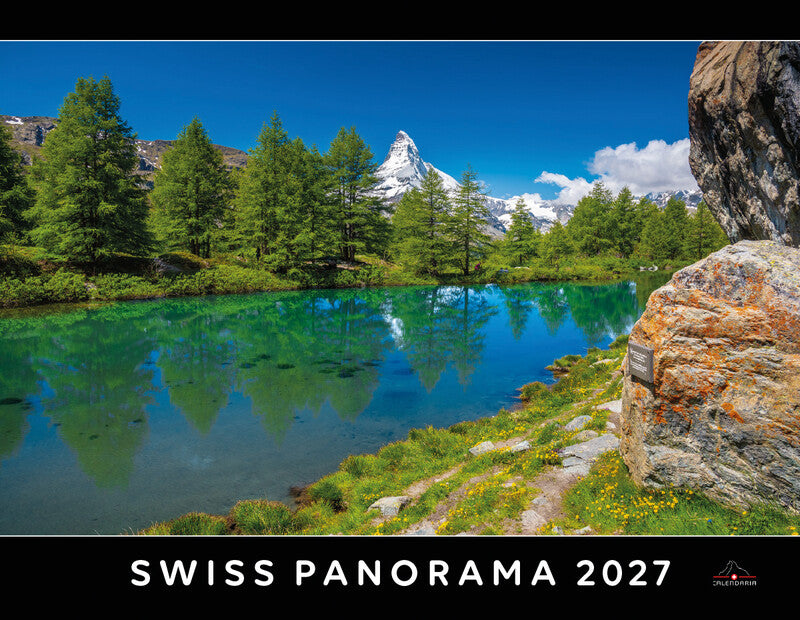 Calendaria Swiss Panorama – Bildkalender Schweiz 2027 – 40 × 31 cm – Kalendarium d/f/i/e