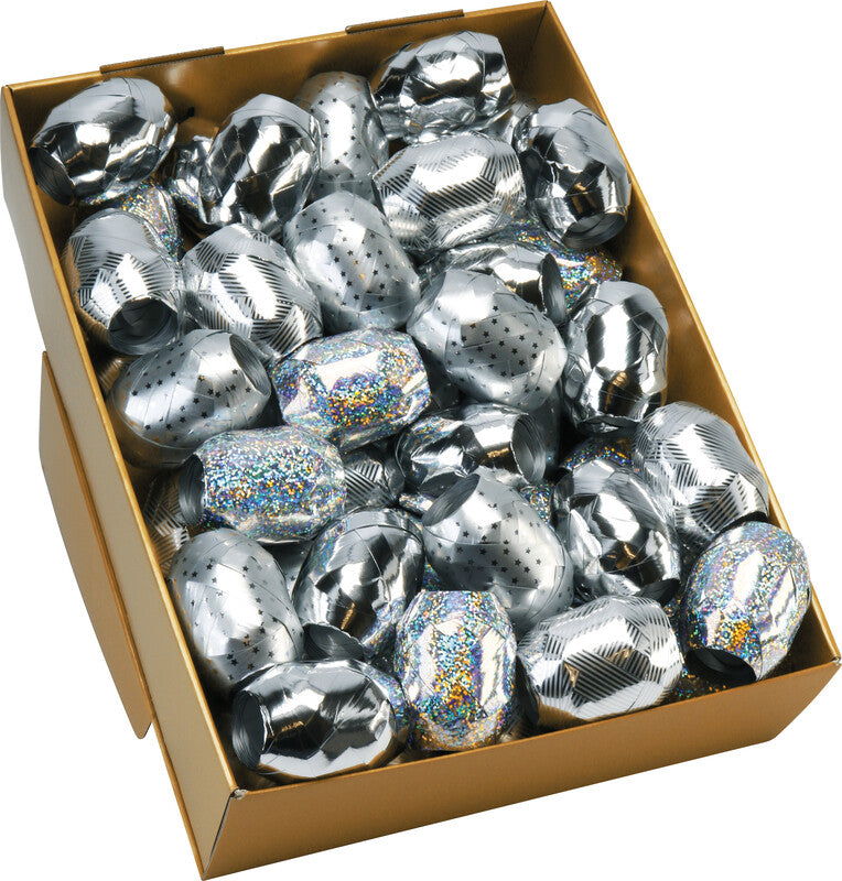 Präsent Geschenkband – Glossy – Weihnachten, Kunststoff – 10 mm × 20 m – Silber