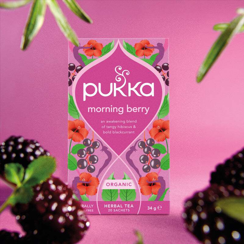 Pukka Teebeutel – Morning Berry – Früchtetee, Bio, kompostierbar – 20 Beutel