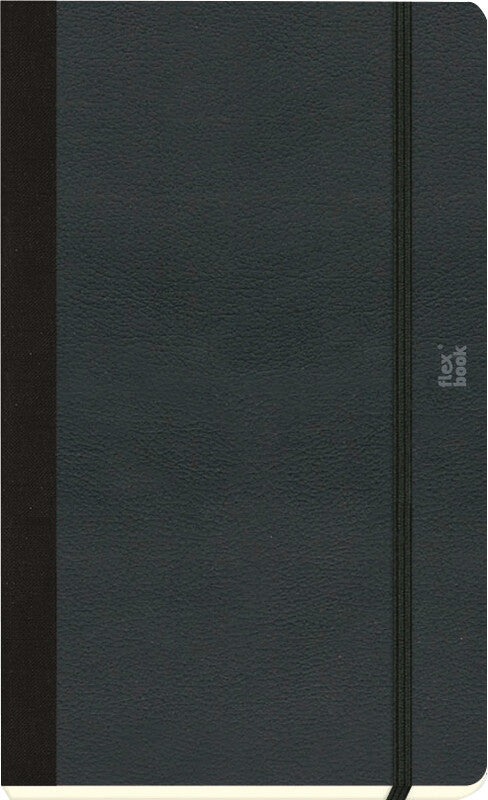 Flexbook Notizbuch – 130 × 210 mm – 192 Seiten – 100 g/m² – gebunden, Pflanzenleder, Gummiband, schwarz