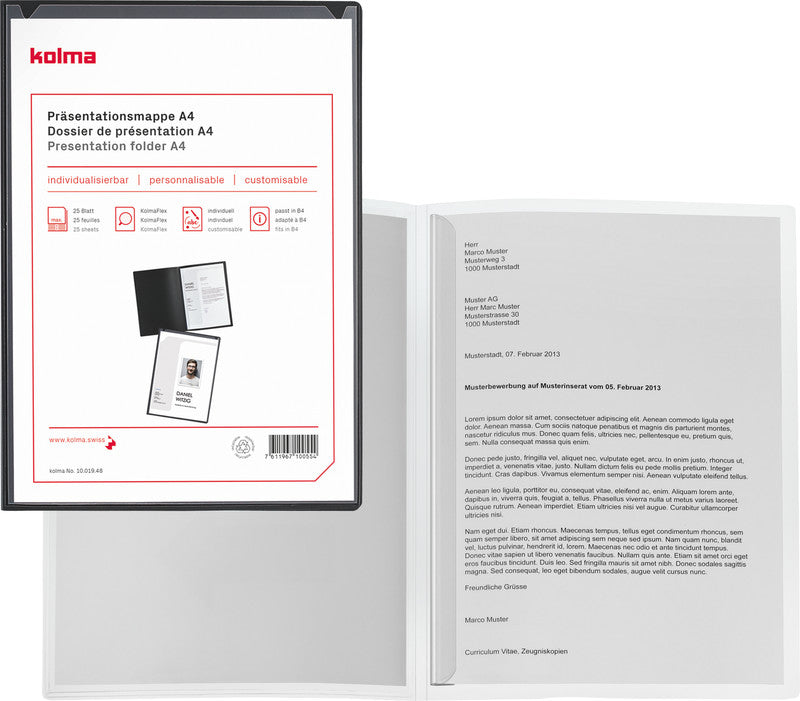 Kolma Konferenzmappe – A4, Klemmschiene, mit Fronttasche, Kunststoff, transparent