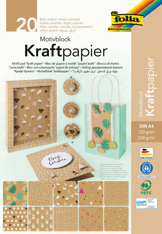 Folia Motivblock – A4 – 120/230 g/m² – sortiert – 20 Blatt