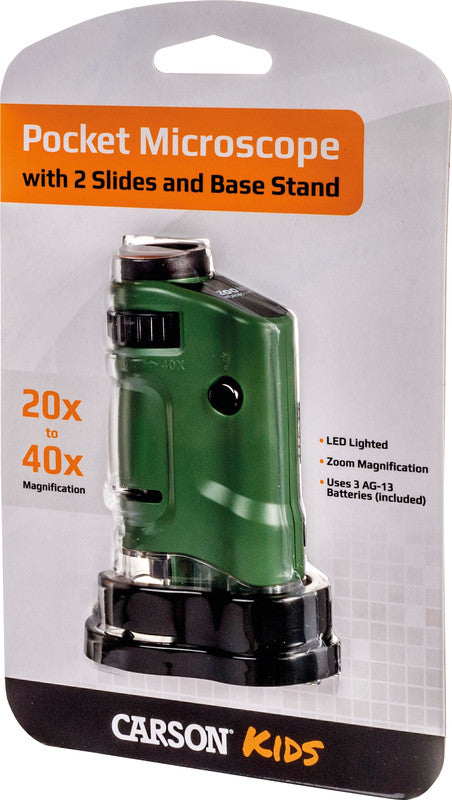 Carson MicroBrite Taschenmikroskop – 20–40×, LED, grün