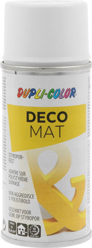 Dupli-color Deco Mat – Farbspray – Weiss, Matt, 150 ml, für Styropor, Metall & Holz