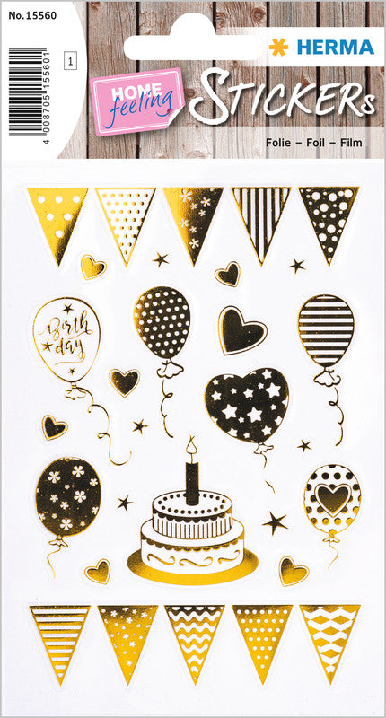 HERMA Geschenketiketten Home Feeling – Birthday Party – 22 Etiketten – permanent, Papier – Bogen 84 × 120 mm