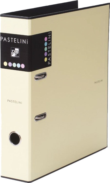 Pastelini Ordner – A4 hoch – 2-Ring Hebelmechanik, Rücken 70 mm – gelb, mit Griffloch, mit Raumsparösen