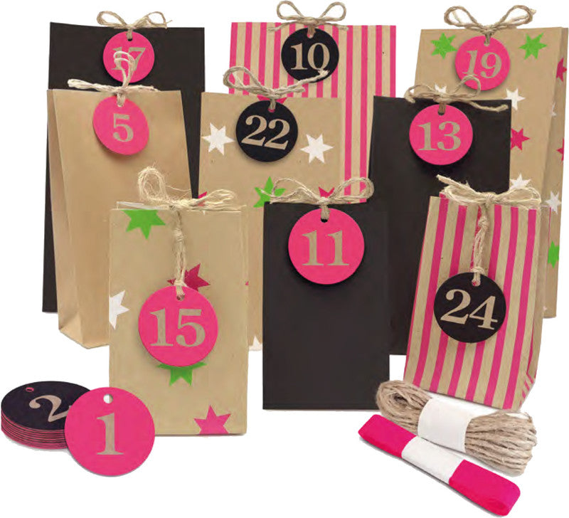 Braun + Company Geschenkbox – Neon Christmas – Adventskalender-Set – 90 × 145 × 60 mm