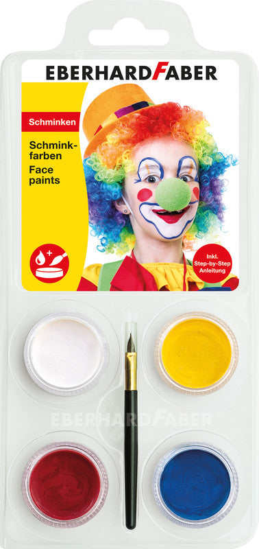 Eberhard Faber Schminkfarben-Set – 4 Farben, sortiert, inkl. Pinsel