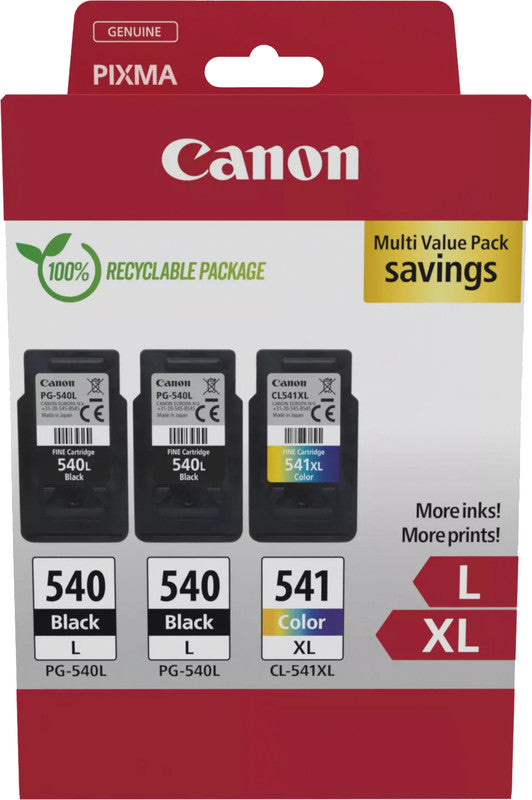 Canon Tintenpatronen-Multipack PG-540/CL-541, 3er-Pack – für Inkjetdrucker/Multifunktionsgeräte