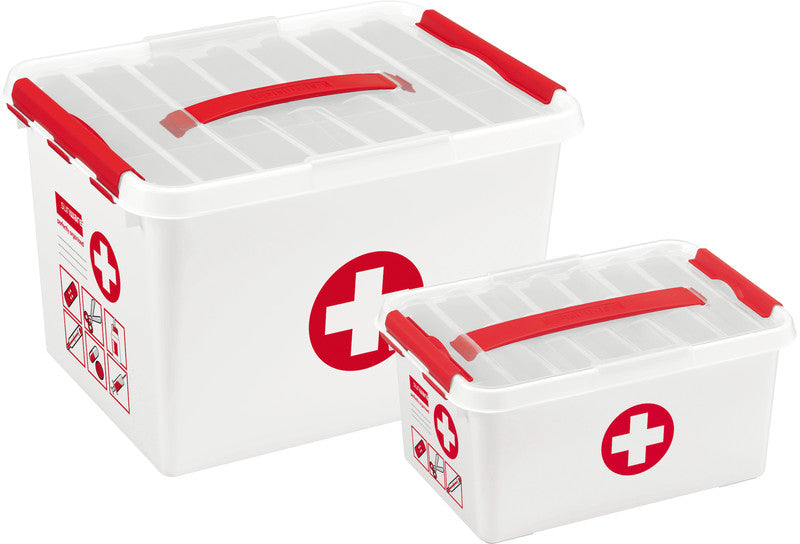 Helit die q-line Aufbewahrungsbox 6 l – mit Tragegriff, stapelbar, 300 × 145 × 200 mm, weiss, Kunststoff