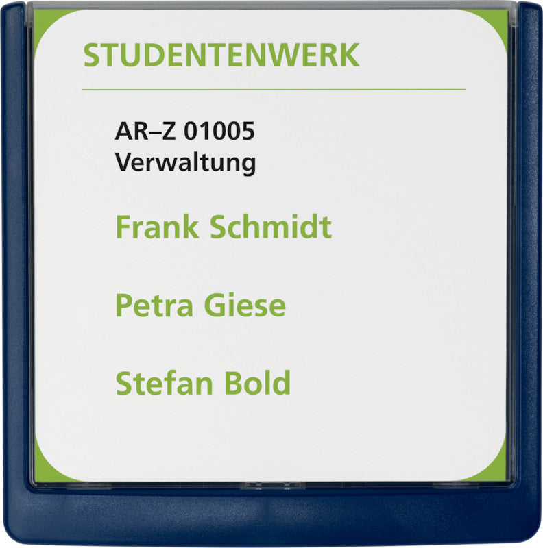 Durable Türschild – 149 × 149 mm, dunkelblau, selbstklebend, wiederablösbar
