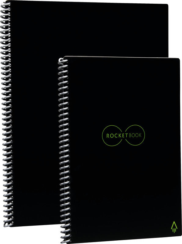 Rocketbook Notizbuch A4, punktkariert, Spiralbindung, Hardcover, 32 Seiten – schwarz, für Rocketbook App