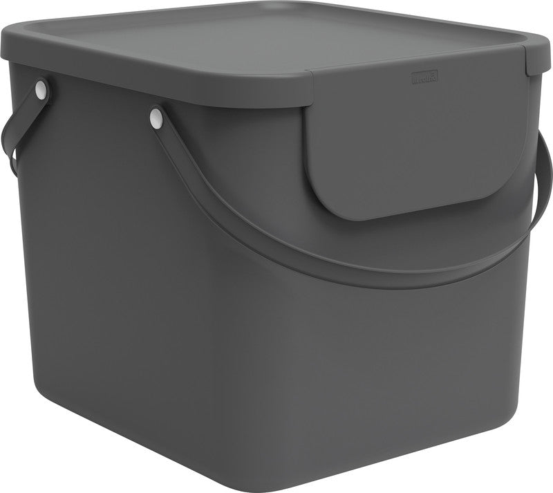 Rotho Abfallcontainer – 40 l – mit Deckel – Kunststoff, Anthrazit – B × H × T 358 × 340 × 400 mm