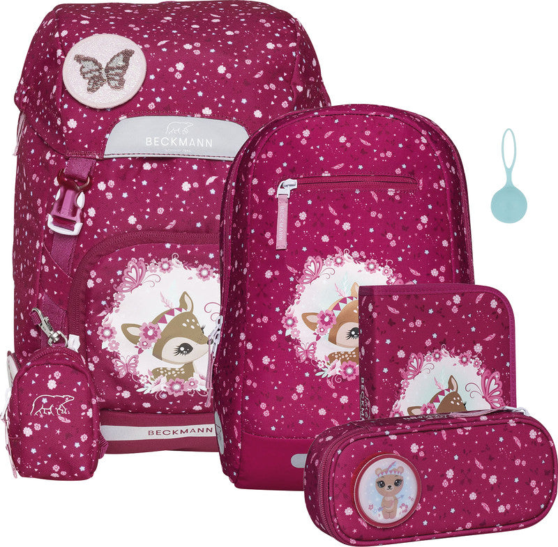 Beckmann Schulrucksack Classic 1st – 6-teilig – Forest Deer – mit Leuchteffekt