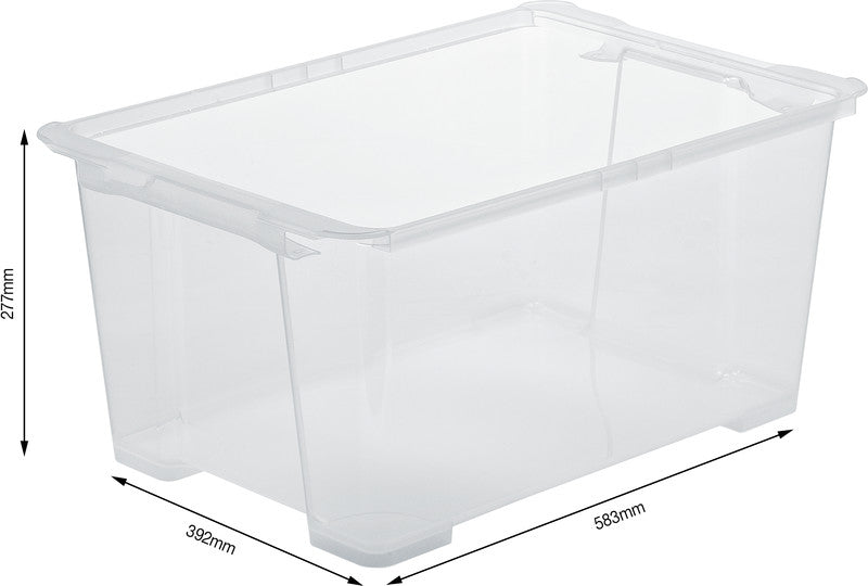 Rotho Aufbewahrungsbox Evo Easy – Kunststoff, Transparent, 58,3 × 22,7 × 39,2 cm