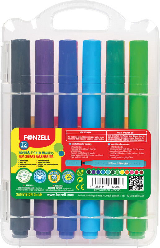 Fonzell Filzstifte, Strichbreite 4,2 mm, 12 Farben