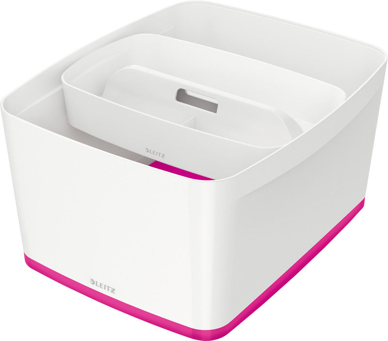Leitz Aufbewahrungsbox – Kunststoff, weiss/pink, 31,8 × 19,8 × 38,5 cm