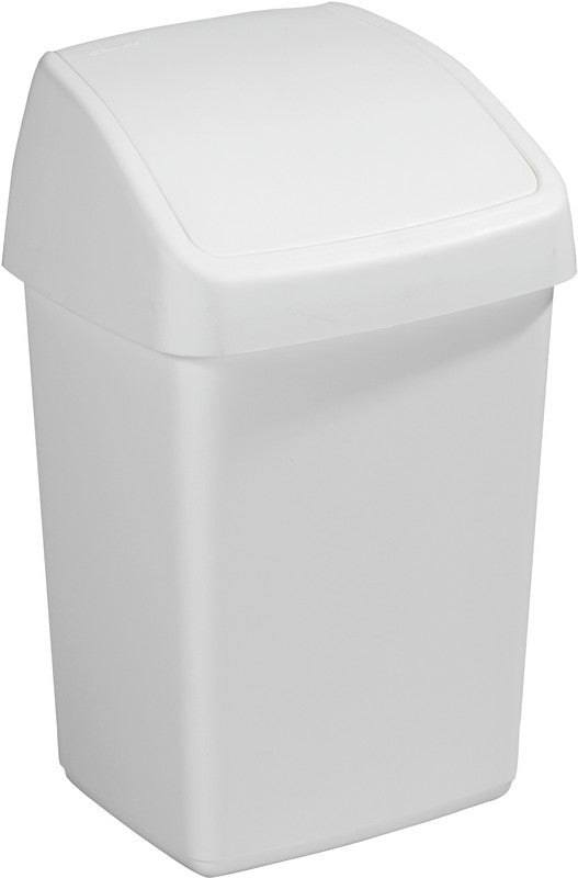 Zwingo Tisch-Abfallbehälter Swing – 10 l – mit Deckel, Kunststoff, weiss – B × H × T 250 × 355 × 220 mm